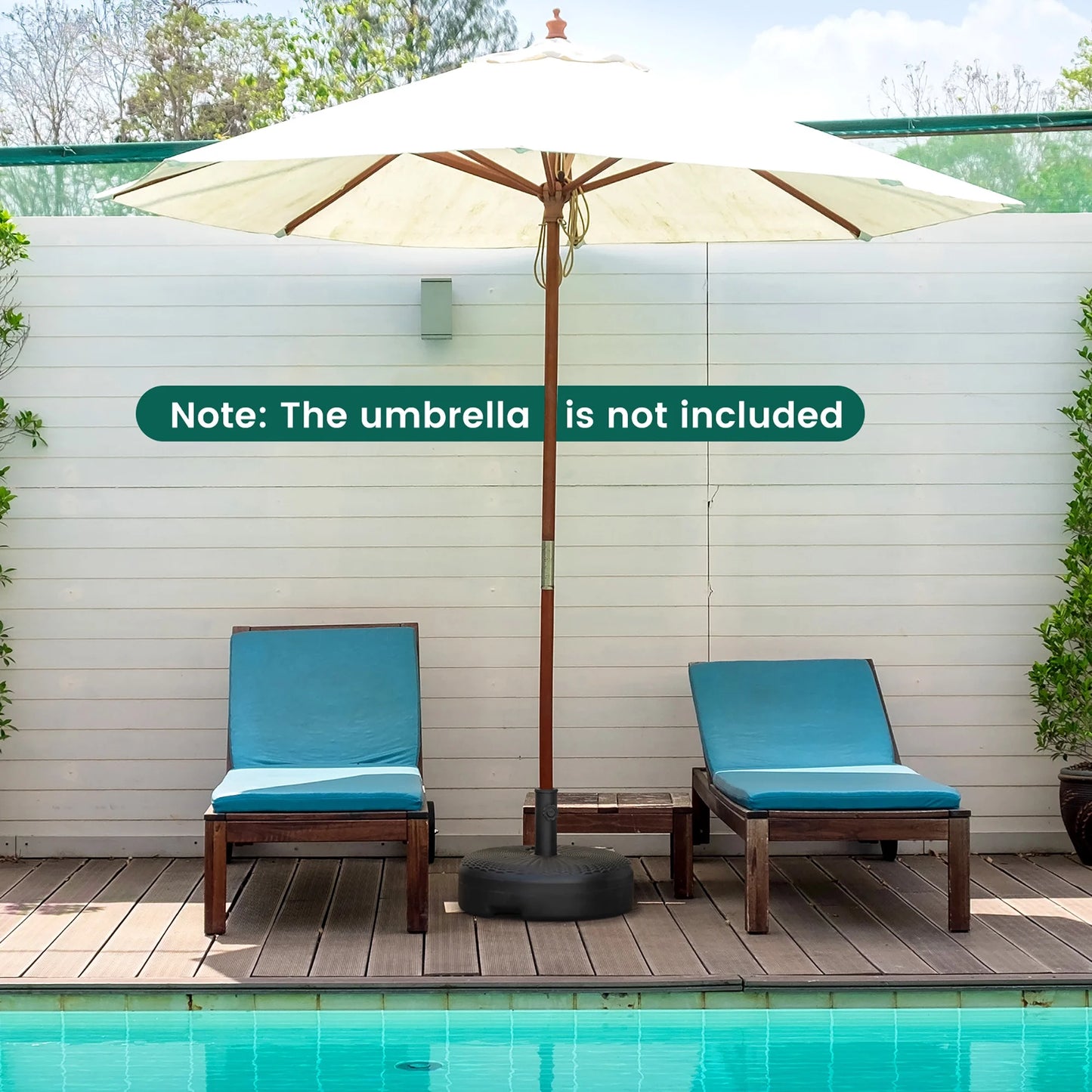 Base de parasol - Coast - Remplissable - 45cm - Convient pour 270-300 cm - Noir