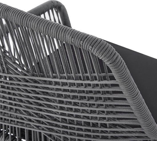 Chaise de jardin 2 pièces Kastos avec maille en corde - Gris - Coussin d'assise inclus