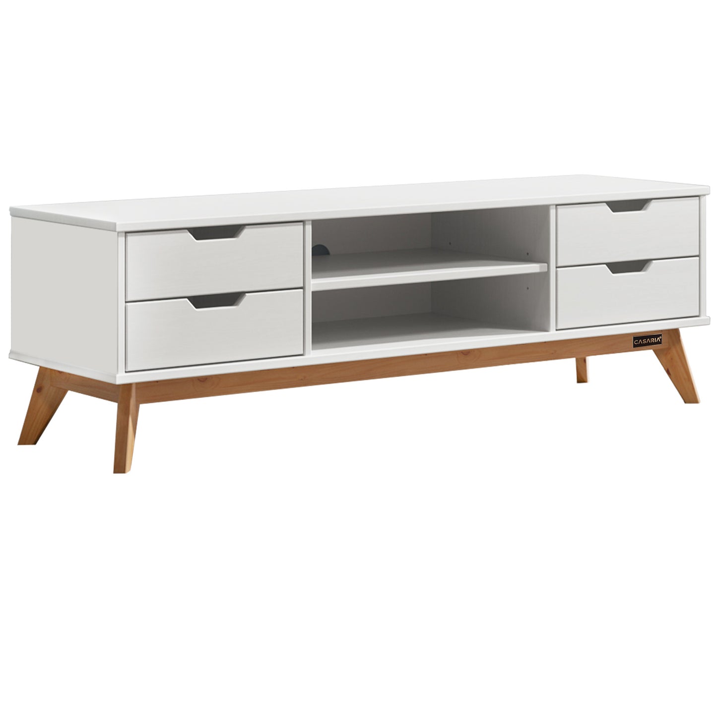 Borneo Meuble TV - Pin certifié FSC® - 140x42x40 Blanc