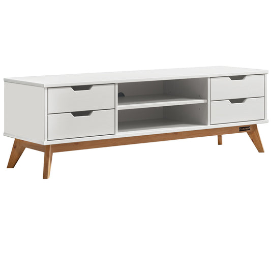 Borneo Meuble TV - Pin certifié FSC® - 140x42x40 Blanc