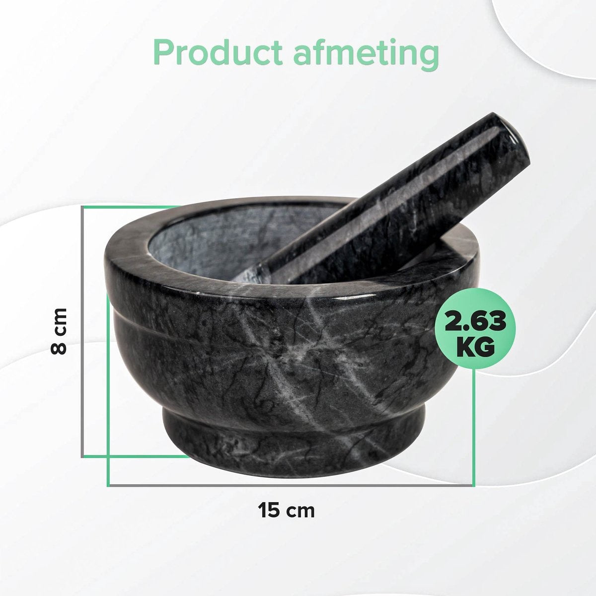 Mortier Coninx - Mortier avec pilon - Broyeur à épices - Ø15 X H8CM - Marbre noir poli
