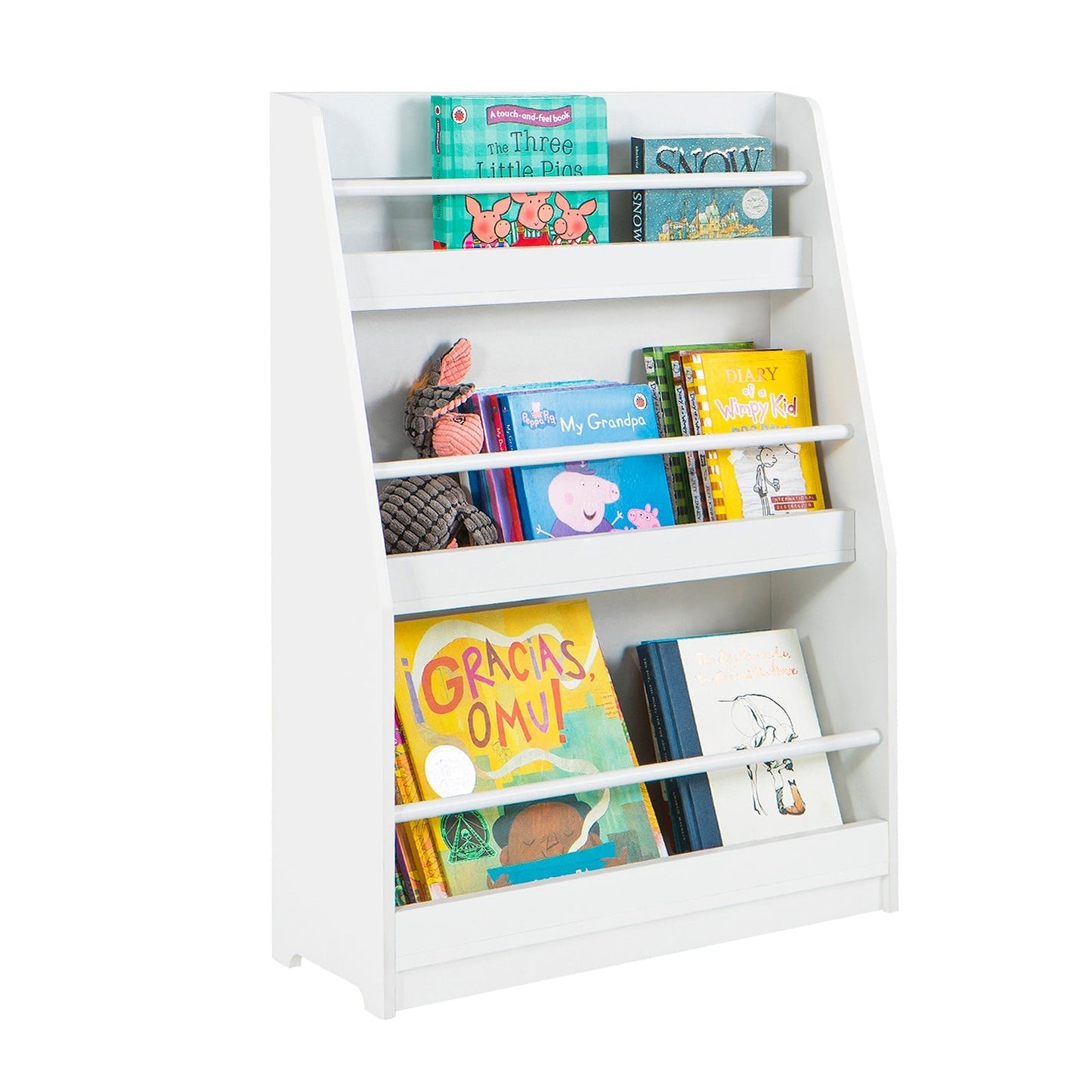 SoBuy Bibliothèque pour enfants - 4 étagères - Max. 15 kg par étagère - 58 x 18 x 81 cm - Blanc