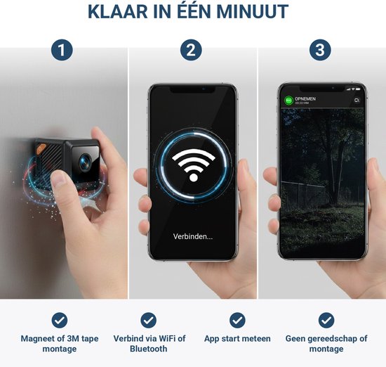 Caméra espion UPLY - Caméra cachée - Carte SD 64 Go - Mini caméra cachée - Caméra espion - Wi-Fi 1080p - Vision nocturne et détection de mouvement - Avec application - Sans fil - Petite caméra d'espionnage