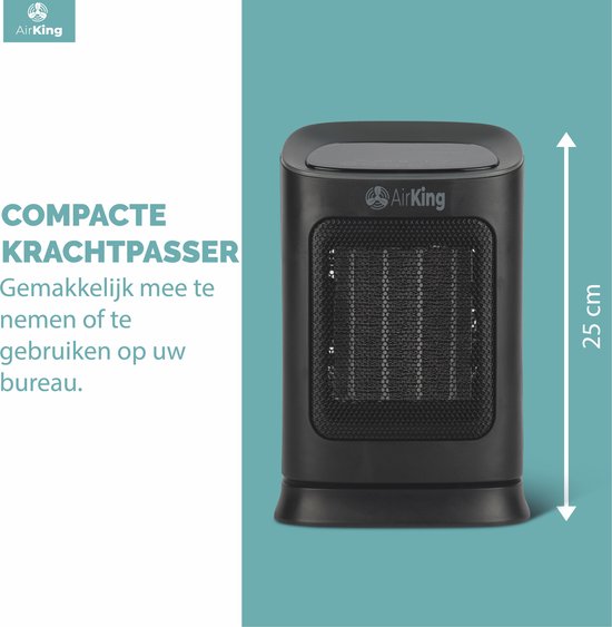 AirKing Réchaud électrique - Réchaud céramique compact avec écran tactile - Ventilateur de réchaud 2 étages 900 et 1800 watts - Protection contre l'inclinaison - Portable