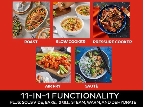 Multicuiseur Instant Pot Duo Crisp 5,7 L + friteuse à air chaud - 11 fonctions en 1 - Autocuiseur - Mijoteuse - Cuisson sous vide - Friture à l'air chaud - Cuisson à la vapeur - Cuisson au four - Jusqu'à 6 portions