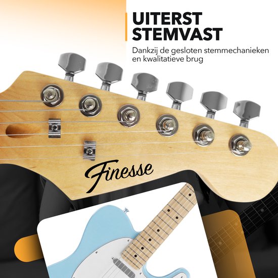 Guitare électrique Finesse avec ampli - avec cours vidéo - TE Guitare - Adultes - Enfants - Bleu