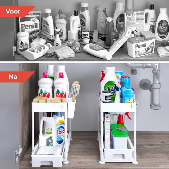 Stosh Rangement de meuble de cuisine - Rangement de meuble d'évier - Support de rangement - Support de cuisine - 1 pièce - Blanc