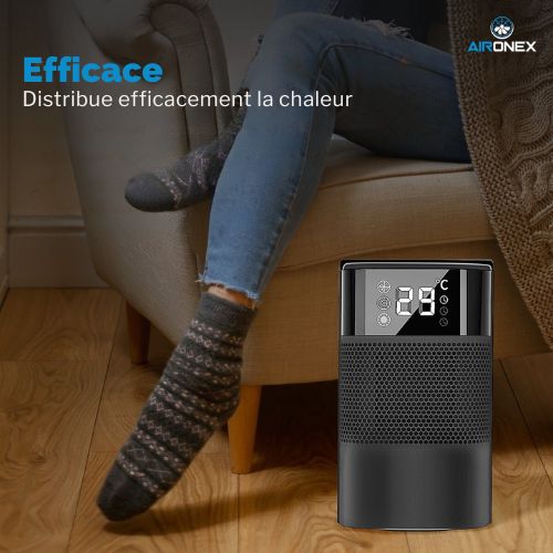 Aironex - Radiateur électrique - En céramique - 1000 W - Jusqu'à 20 m² - Noir