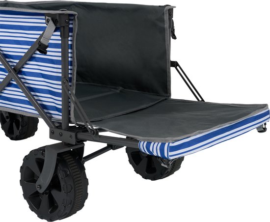 Chariot Tristar avec hayon, capacité de charge de 70 kg - 94 x 49 x 58 cm - Chariot pliable pour la plage, les festivals, le camping, le jardin, les sorties - Châssis robuste en accordéon - Chariot de plage, chariot de transport, chariot à tirer - Sac de