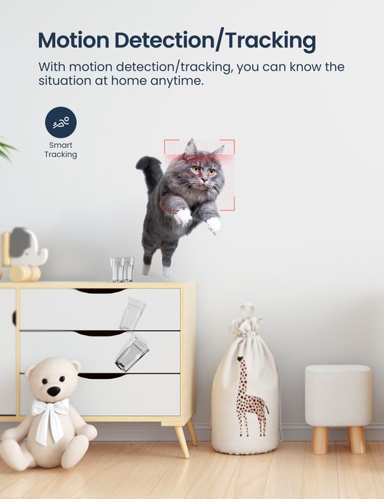 GNCC P1 : babyphone Wi-Fi avec caméra - Avec application - 1080p - Audio bidirectionnel - Vision nocturne infrarouge puissante - Détection de mouvement - Sirène - Blanc