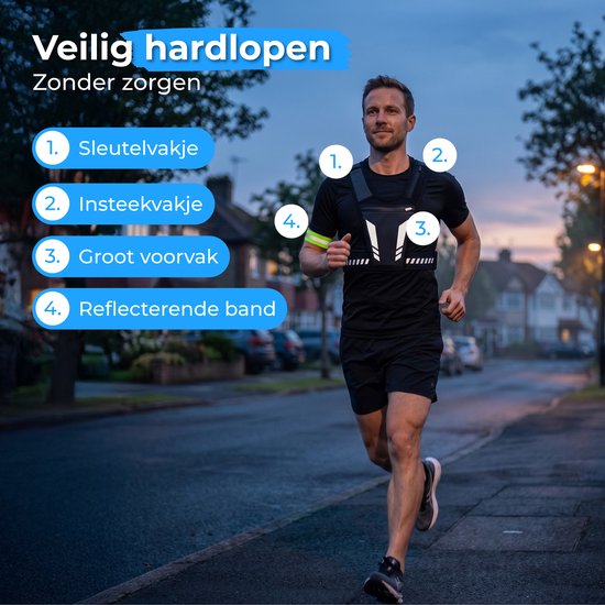 Gilet de course à pied réfléchissant Nuvance - Gilet de course à pied imperméable - Support pour téléphone de course à pied - Gilet de course à pied avec bande réfléchissante - Course à pied