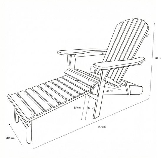 Chaise AXI Alexa Adirondack Coffee – Avec repose-pieds - Chaise de détente en bois avec accoudoirs – Pliable - Dossier haut - Chaise de jardin – 147 x 78,5 x 89 cm – 100 % bois de pruche certifié FSC