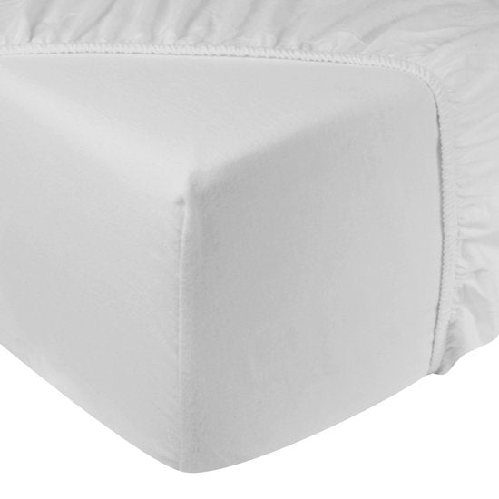 Drap-housse DoubleDry en flanelle 100 % coton doux - Double 180 x 200 cm - Élastique sur tout le pourtour - Blanc