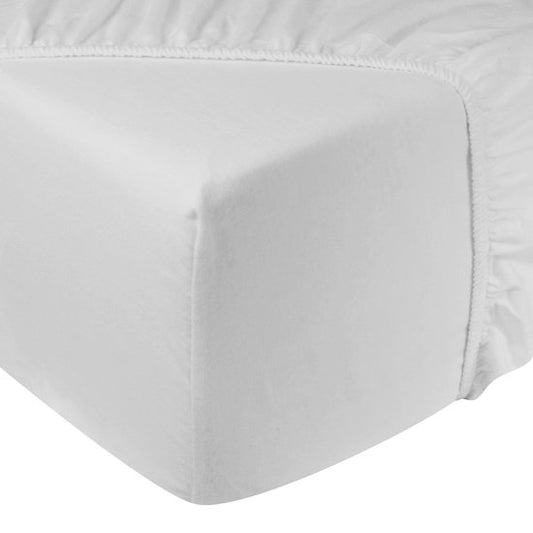 Drap-housse DoubleDry en flanelle 100 % coton doux - Double 180 x 200 cm - Élastique sur tout le pourtour - Blanc