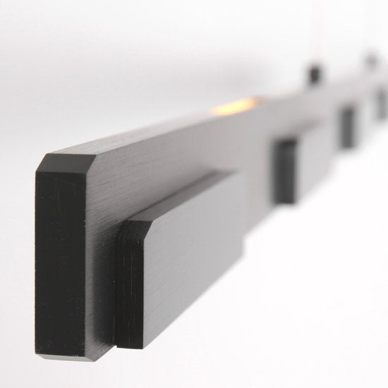 Suspension Bloc 3296ZW noire, réglable en hauteur, en verre et métal - Steinhauer, 120 cm, avec module LED et variateur d'intensité