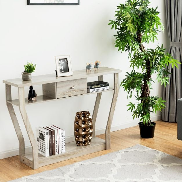 Table console Coast avec tiroir et étagère - 3 niveaux - Moderne