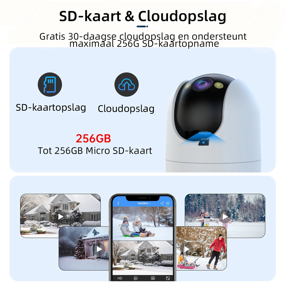Caméra de sécurité Jooan à double objectif 2K - Wi-Fi avec application - Noire
