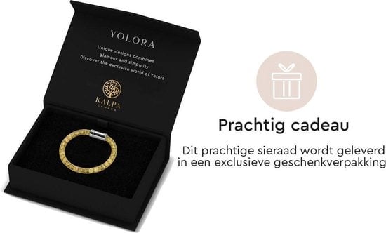 Yolora Ladies Mesh Bracelet - Kalpa Camaka Crystals - Couleur or - Bracelet femme or - Bijoux - Boîte cadeau de luxe - Boîte cadeau - Boîte cadeau exclusive - Belle boîte cadeau - Cadeau de fête des mères