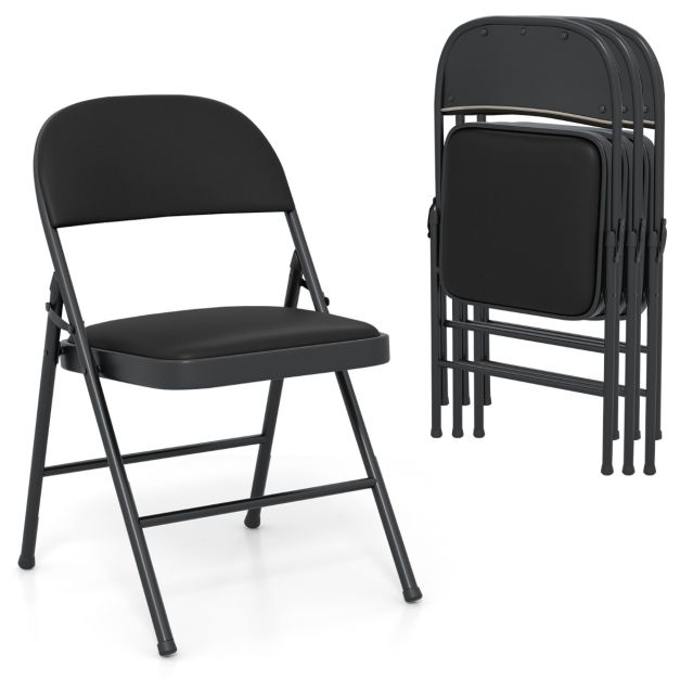 Chaises pliantes Coast avec revêtement – Lot de 4 – 47 x 45 x 79 cm – Noir