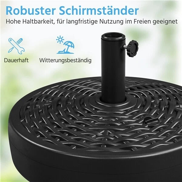 Pied de parasol Yaheetech Ø 50 cm - Noir - Pied de parasol à remplir d'eau ou de sable pour parasols de Ø 38 à 48 mm