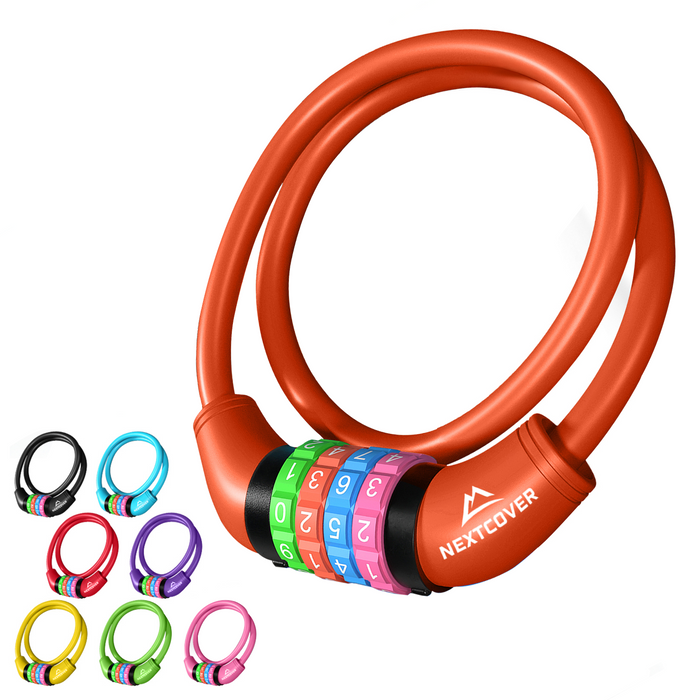 NEXTCOVER® Cadenas pour vélo d'enfant avec code numérique à 4 chiffres I Cadenas pour vélo d'enfant - Idéal pour les scooters, les vélos et plus encore I Cadenas à combinaison pour vélo avec des chiffres colorés - Cadenas pour scooter Extra robuste et sûr