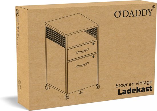 O'DADDY® Dresser - Classeur - Compact et sûr - Commode - Table de nuit - 44x42x69 cm - Commode - Rayon ouvert - Mobile et durable - Commode noire - Meuble à tiroirs