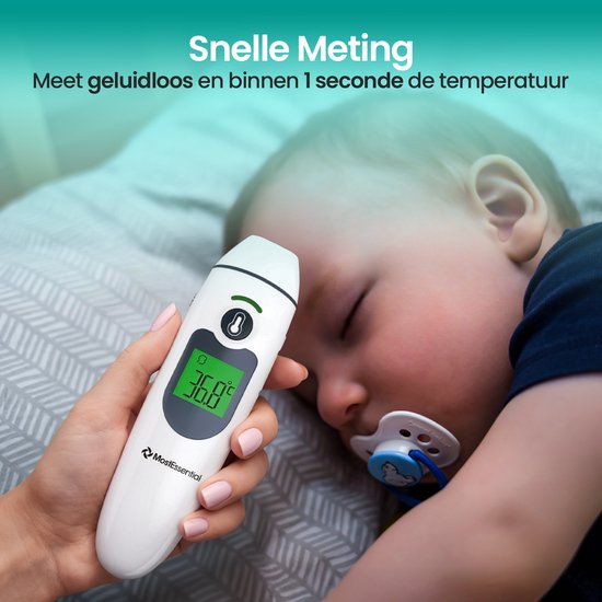 MostEssential Thermomètre digital de fièvre 2-en-1 - Thermomètre auriculaire - Thermomètre frontal et corporel - Thermomètre de fièvre pour adultes, enfants et bébés - Sans contact - IR30