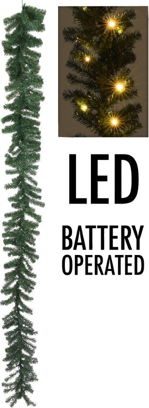 Guirlande - 35 LED - fonction minuterie - fonctionne sur piles - blanc chaud - 270 cm