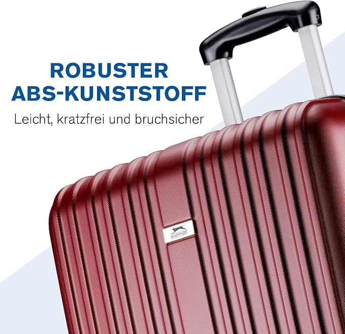 Ensemble de valises Slazenger 2 pièces - Rouge - Coque rigide en ABS - 71 et 26 litres - Serrure à combinaison - Roulettes pivotantes à 360°