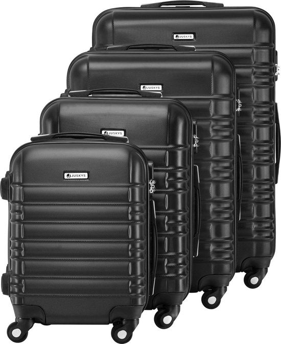 Trolley Travel Case Set / Suitcase Set Rome - 4-Piece - Black - ABS
