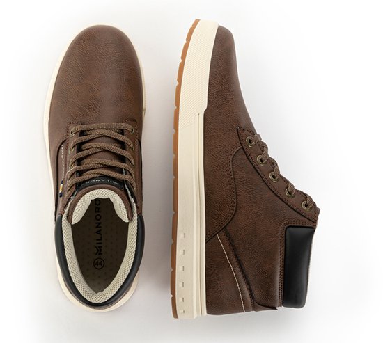 Milanoro - Baskets confortables pour homme - Marron foncé - Pointure 45