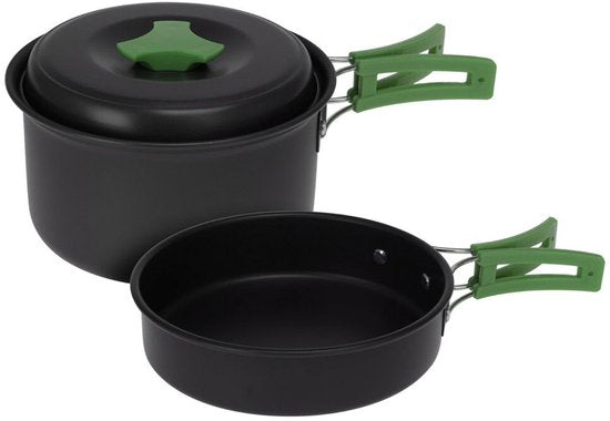 Batterie de cuisine Redcliffs Outdoor Camping - 2 pièces - aluminium/inox - noir/vert - camping