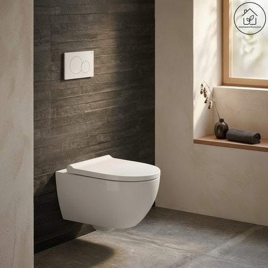 Ensemble de WC suspendu Geberit Acanto - chasse d'eau profonde « turboflush » 36 x 53 cm - siège de WC - fermeture en douceur - démontage rapide - blanc
