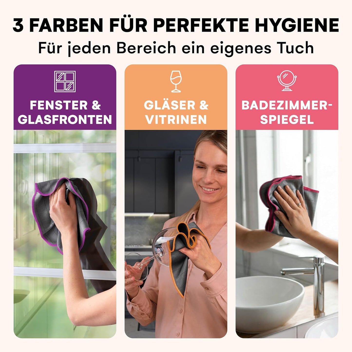 Lavandola® 6 x chiffons en microfibre carbone pour vitres 30 x 30 cm – 450 g/m² – Ne laissent pas de traces et sont ultra-absorbants – Verre, miroirs et voiture