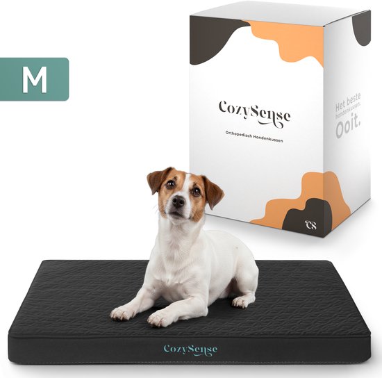 CozySense® Coussin orthopédique pour chien 75 X 45 cm - Taille M - Imperméable - Convient comme coussin de banc et lit pour chien - Housse lavable - Noir