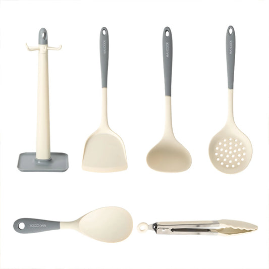 Lot de 6 ustensiles de cuisine Maxcook - Silicone - Blanc et gris - MCCU1303
