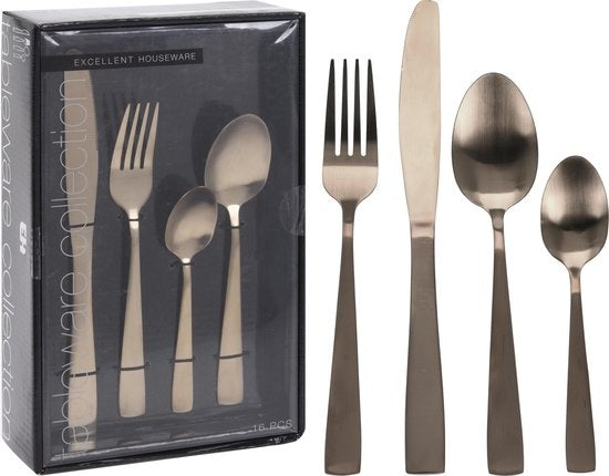 Excellent Houseware Mat Goud bestekset - 16 delig