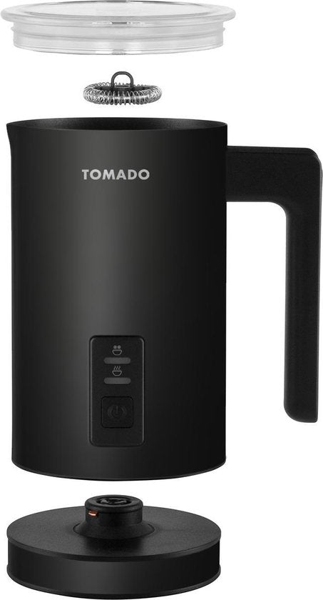 Tomado TMF1201B - Mousseur à lait électrique - Moussage à chaud et à froid - Chauffage - Préparation de cappuccino - Noir mat