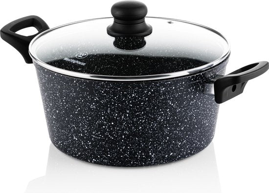 Casserole Westinghouse - Ø 24 cm - Induction - Sans PFOA - Couvercle inclus - Marbre noir