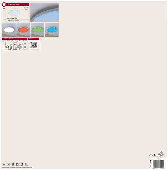 Panneau LED Smart Home Zigbee 3.0 Loria rond 400mm 22W 2000lm RGBW Blanc dimmable