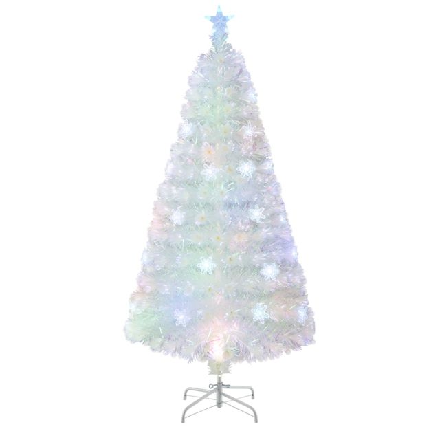 Sapin de Noël artificiel Costway de 150 cm avec 8 modes d'éclairage, LED blanc chaud et pommes de pin – CM25342DE