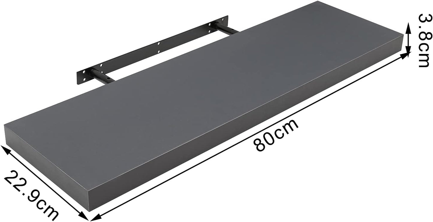 Woltu Floating Wallboard MDF Wall Rack Dark Grey - 80 x 22.9 x 3.8 cm
