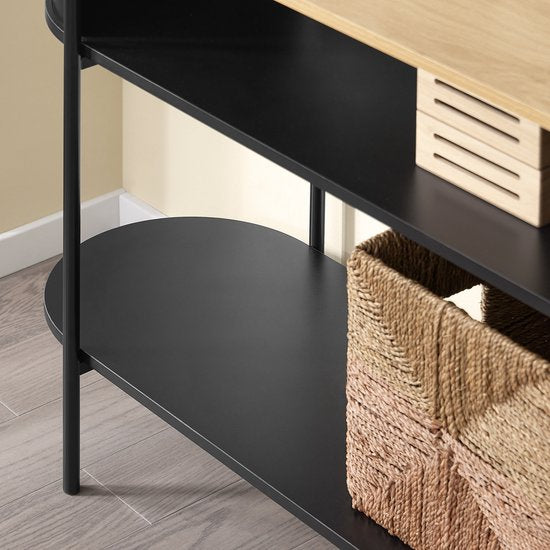 SoBuy Console d'entrée avec rangement, meuble d'entrée multifonctionnel, design industriel moderne, meuble en bois et noir, 110x39x76cm FSB102-SCH