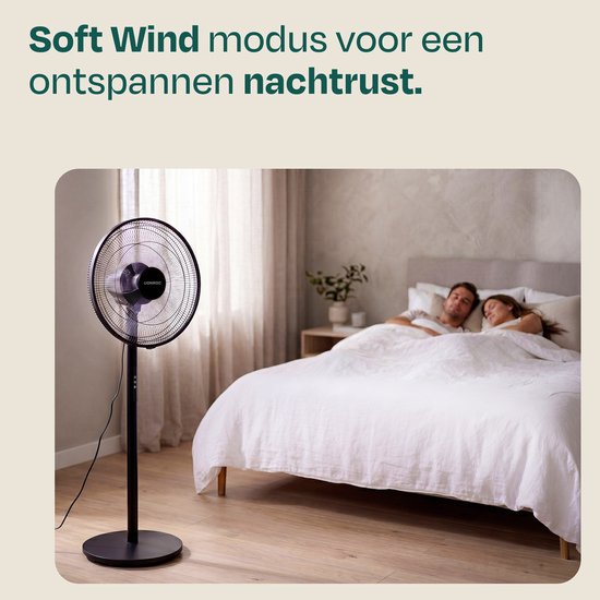 Ventilateur de sol VONROC - Ø 45,5 cm - 3 vitesses – minuterie - réglable sur 3 hauteurs - télécommande incluse - noir