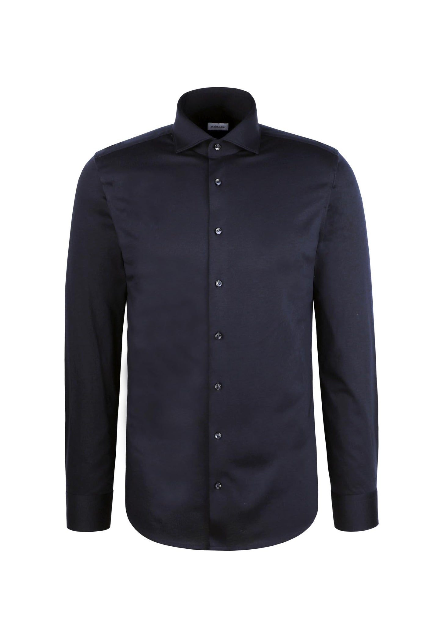 Chemise Seidensticker - Homme - Coupe Slim - Jersey - Col Kent - Manches longues - 42 - Bleu foncé