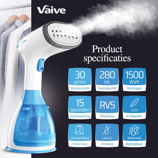 VAIVE Séchoir à linge puissant - Défroisseur à main - Défroisseur - Défroisseur à linge - 3 modes vapeur - 1500W