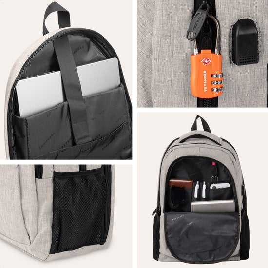 TRVLMORE Sac à dos à vie - Sac à dos avec compartiment pour ordinateur portable de 15,6 pouces - Cartable - Résistant aux éclaboussures - Hommes et femmes - Garçons et filles - 28L - Champagne