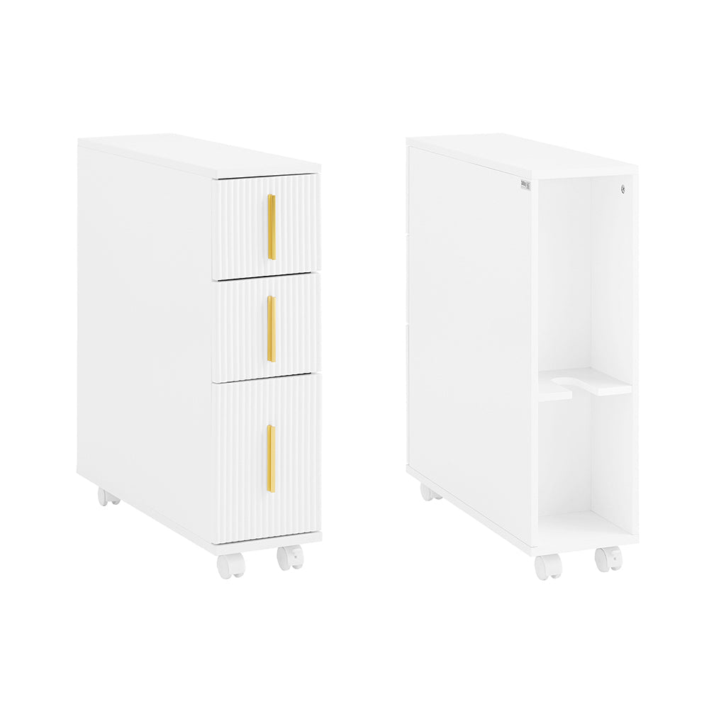SoBuy Cabinet de toilette - avec tiroirs et roulettes - max 19 kg - 60 x 20 x 70 cm - blanc