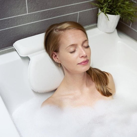 LifeGoods Coussin de bain - avec ventouses antidérapantes - pour bain et jacuzzi - Blanc