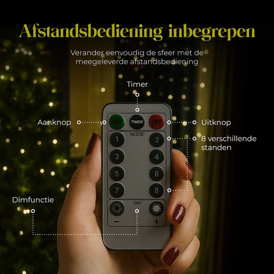 Giftmas Light Curtain - 200 LEDs Warm White - 1x2M - Pour porte ou passage - Intérieur et extérieur - Télécommande - Lumières d'ambiance - Lumières de Noël